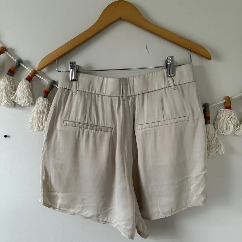Zara Silky Pleated Relaxed Shorts Neutral Shabby Chic Coquette Feminine S